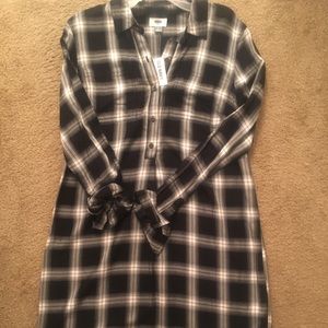Black checkered tunic dress